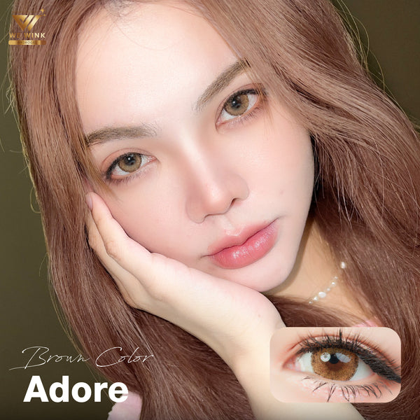 Adore Brown Color Lenses by We Wink fashion contact lenses – close-up on eye