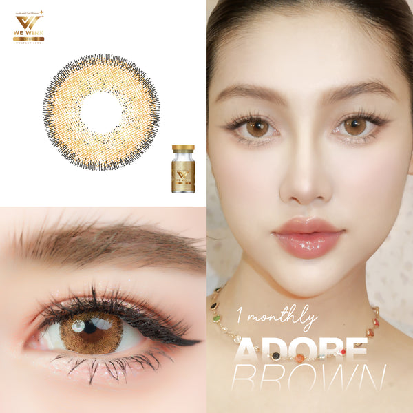Adore Brown Color Lenses by We Wink – full-face photo showing fashion lens effect