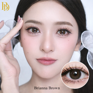 Close-up of a person wearing Brianna Brown contact lenses with a focus on the eye.
