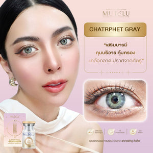 Chatr Phet Gray Lenses by MUTeLU Lens fashion contact lenses – close-up on eye