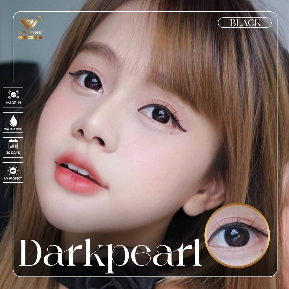 Dark Pearl Black Color Lenses by We Wink fashion contact lenses – close-up on eye