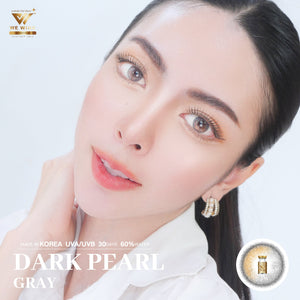 Dark Pearl Gray Color Lenses by We Wink – cosmetic lens on model with natural makeup