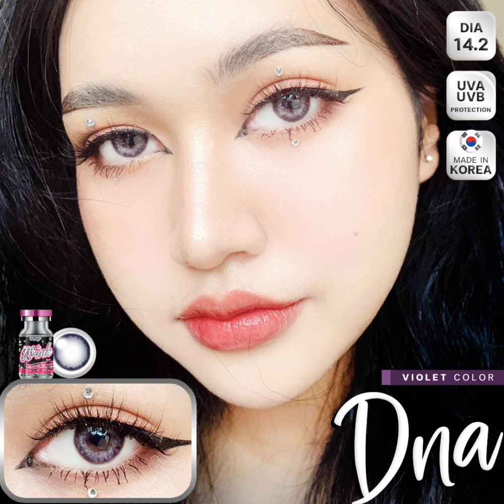 DNA Violet Color Lenses by Wink Lens fashion contact lenses – close-up on eye