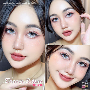 Dream 3 Tone Blue Color Lenses by Wink Lens – full-face photo showing fashion lens effect