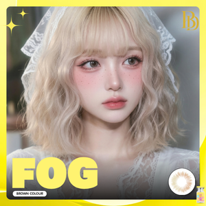 Person with light-colored hair and a yellow border featuring the text 'FOG' and 'Brown Colour'.