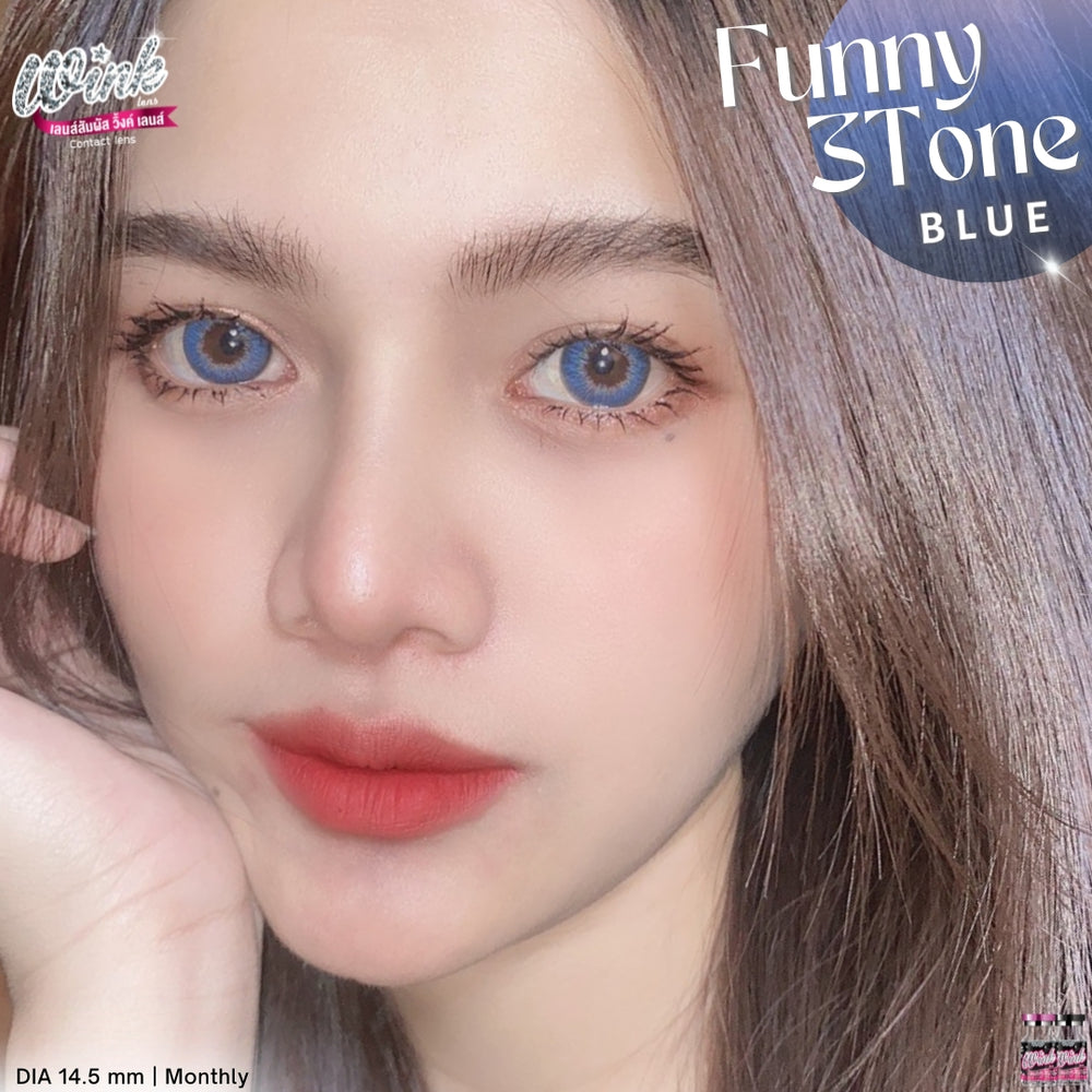 Funny 3 Tone Blue Color Lenses by Wink Lens fashion contact lenses – close-up on eye