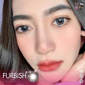 Furbish Blue Color Lenses by Wink Lens – cosmetic lens on model with natural makeup