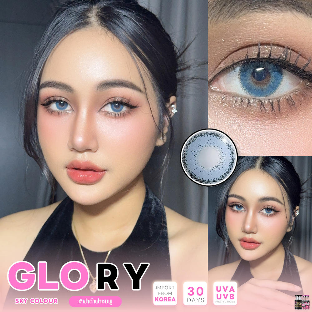 Glory Blue Color Lenses by Wink Lens fashion contact lenses – close-up on eye