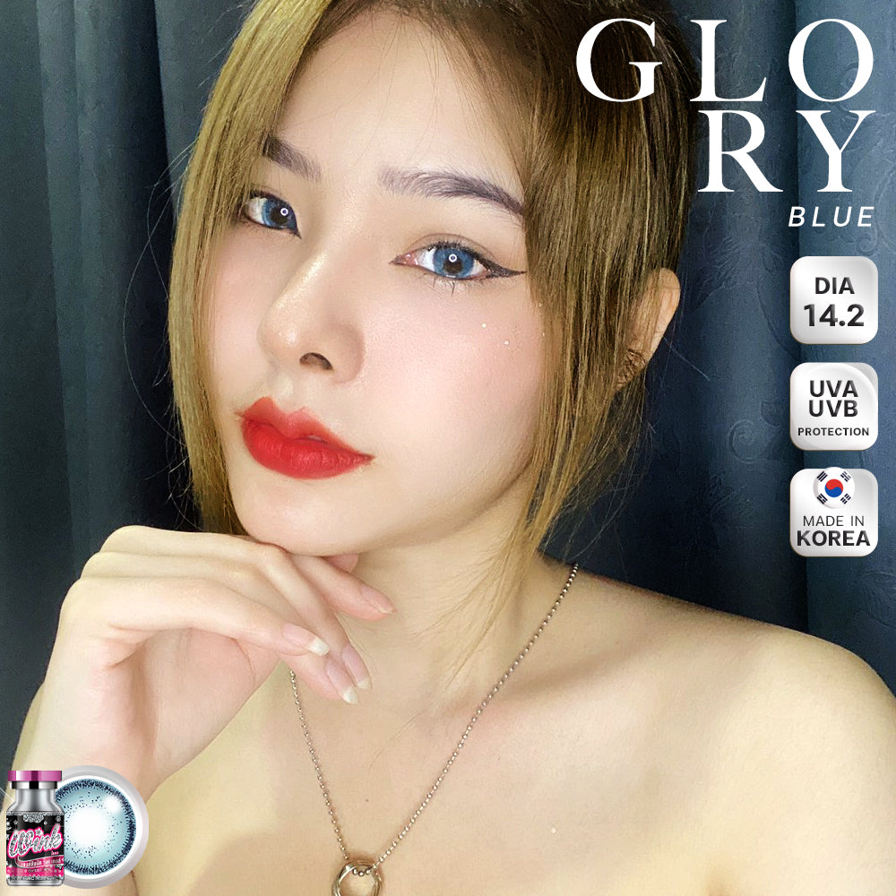 Glory Blue Color Lenses by Wink Lens fashion contact lenses – close-up on eye