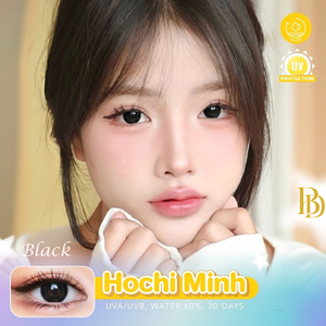 Hochi Minh Black fashion contact lenses – close-up on eye
