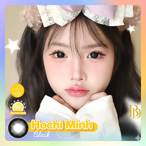 Hochi Minh Black Lenses – cosmetic lens on model with natural makeup