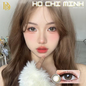 Hochi Minh Brown Lenses – cosmetic lens on model with natural makeup