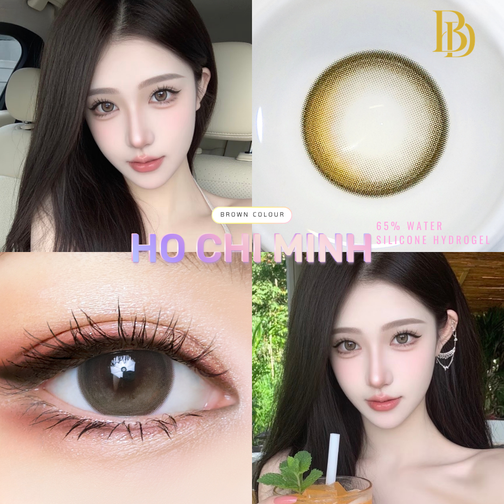 Hochi Minh Brown fashion contact lenses – close-up on eye