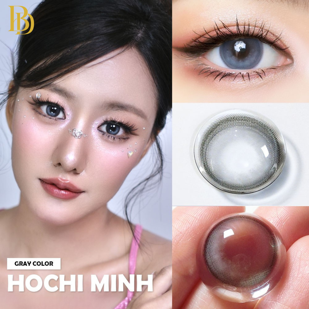 Hochi Minh Gray fashion contact lenses – close-up on eye