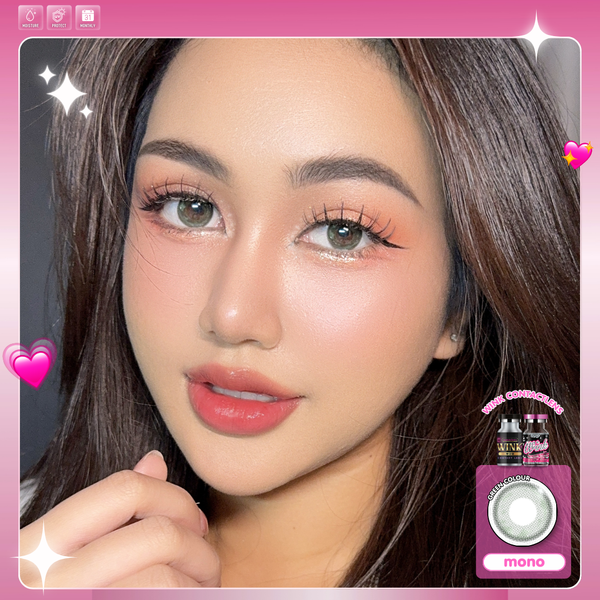 Mono Green Color Lenses by Wink Lens fashion contact lenses – close-up on eye