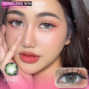 OMG Green Color Lenses by Wink Lens fashion contact lenses – close-up on eye