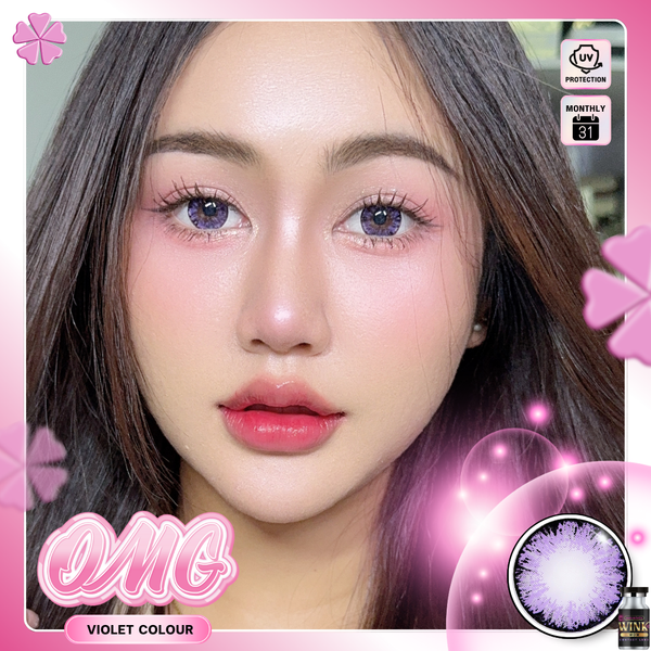 OMG Violet Color Lenses by Wink Lens – full-face photo showing fashion lens effect
