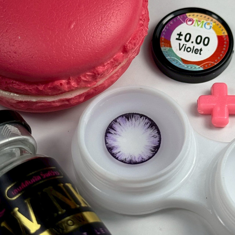 OMG Violet Color Lenses by Wink Lens fashion contact lenses – close-up on eye