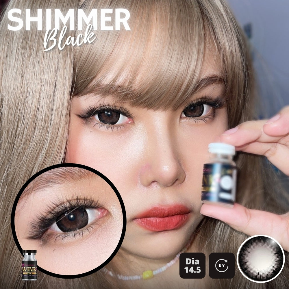 Shimmer Black Lenses by Wink Lens fashion contact lenses – close-up on eye