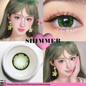 Shimmer Green Color Lenses by Wink Lens – cosmetic lens on model with natural makeup