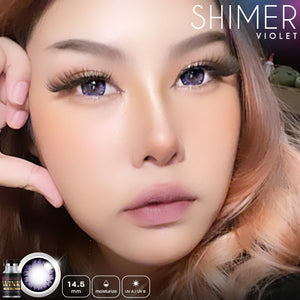 Shimmer Violet Color Lenses by Wink Lens fashion contact lenses – close-up on eye