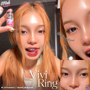 Vivi Ring Black Lenses by Wink Lens – cosmetic lens on model with natural makeup