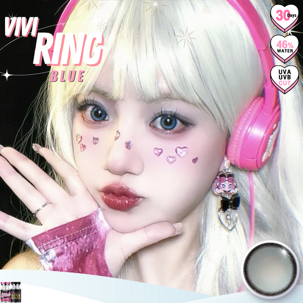Vivi Ring Blue Lenses by Wink Lens fashion contact lenses – close-up on eye