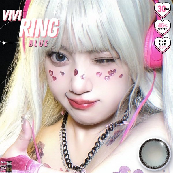 Vivi Ring Blue Lenses by Wink Lens – full-face photo showing fashion lens effect
