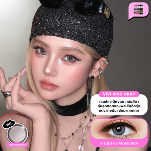 Vivi Ring Gray Lenses by Wink Lens fashion contact lenses – close-up on eye